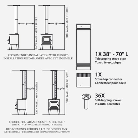 6"Ø BLACK SINGLE WALL PIPE KIT - TO THE CEILING