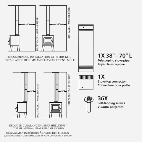 6"Ø BLACK SINGLE WALL PIPE KIT - TO THE CEILING