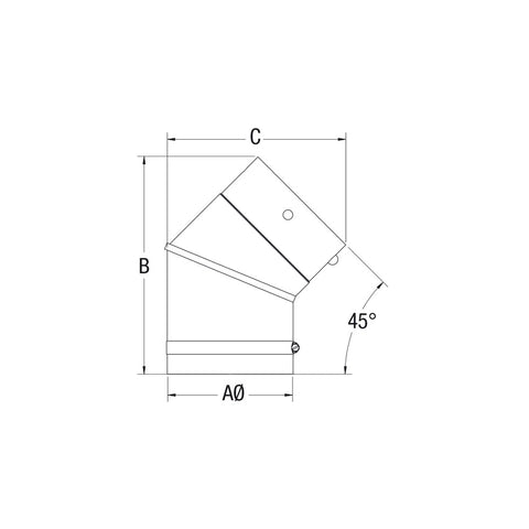 3" X 45° PELLET ELBOW (UNPAINTED) - Pellet Vent (view 2)