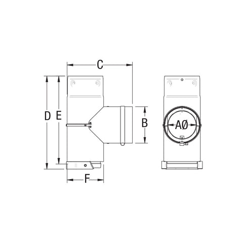 3" PELLET TEE WITH CAP (UNPAINTED) - Pellet Vent (view 2)