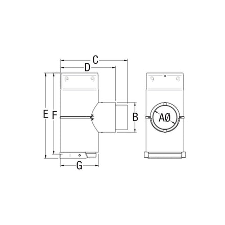 4" TO 3" PELLET STOVE TEE AND CAP ADAPTER (UNPAINTED)