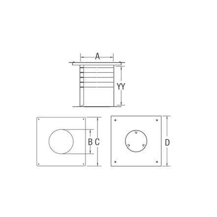 3" PELLET BLACK WALL PASS-THRU