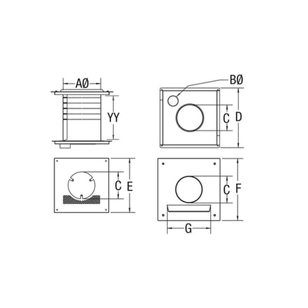 3" PELLET BLACK WALL PASS-THRU WITH FRESH AIR INTAKE